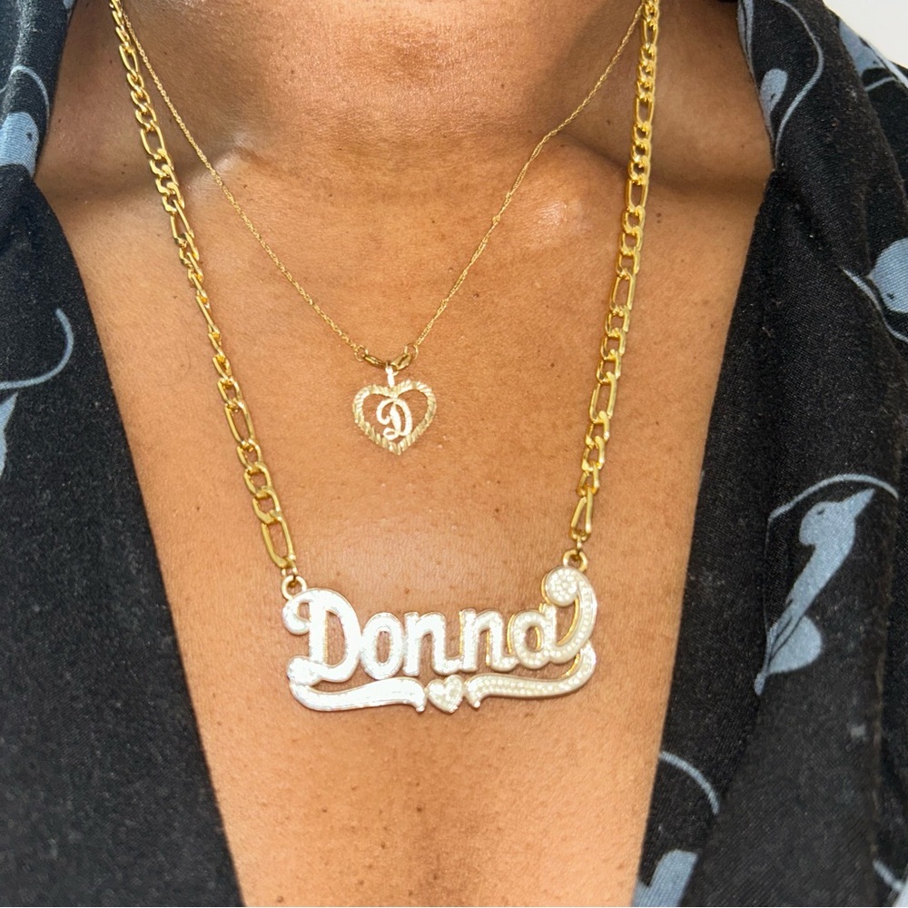 Donna 14k Gold plated and Silver Personalized Necklace Set